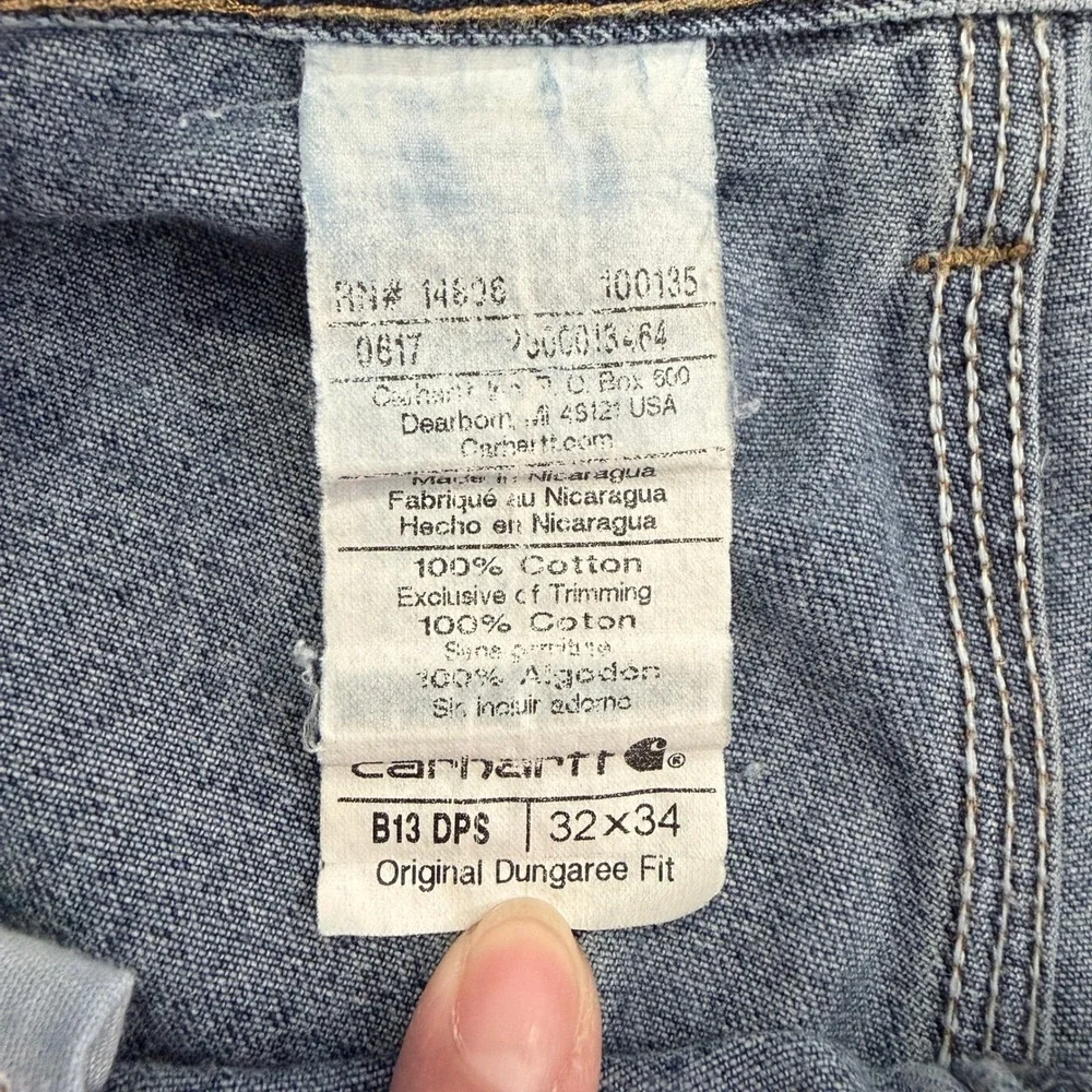 Carhartt Carpenter Jeans Mens 32x34 Blue Good Utility Workwear Denim B11 DST